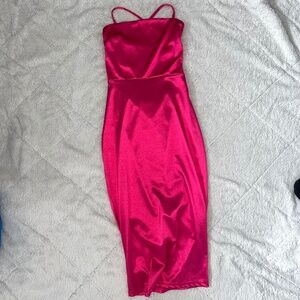 Pink Satin Bodycon Dress